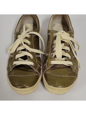 Josef Seibel Women's Classic Caspian Fashion Green Leather Sneakers, Size 9-9.5